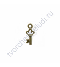Подвеска металлическая Ключ винтаж-2, 16х7 мм, цвет бронза