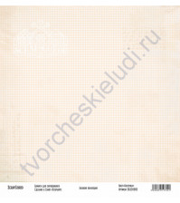 Бумага для скрапбукинга односторонняя, коллекция Базовая бежевая, 30х30 см, 250 гр/м2, лист Клеточки