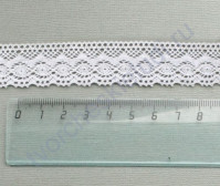 Тесьма вязаная (кружево) хлопок дизайн-32, шир. 26 мм, цвет белый, 1 метр