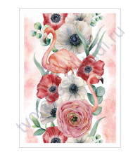Тканевая карточка Счастливые, коллекция Роскошный фламинго, размер 7.5х9 см