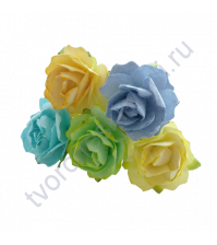 Кудрявые розы 3 см, 5 шт, цвет весенний микс